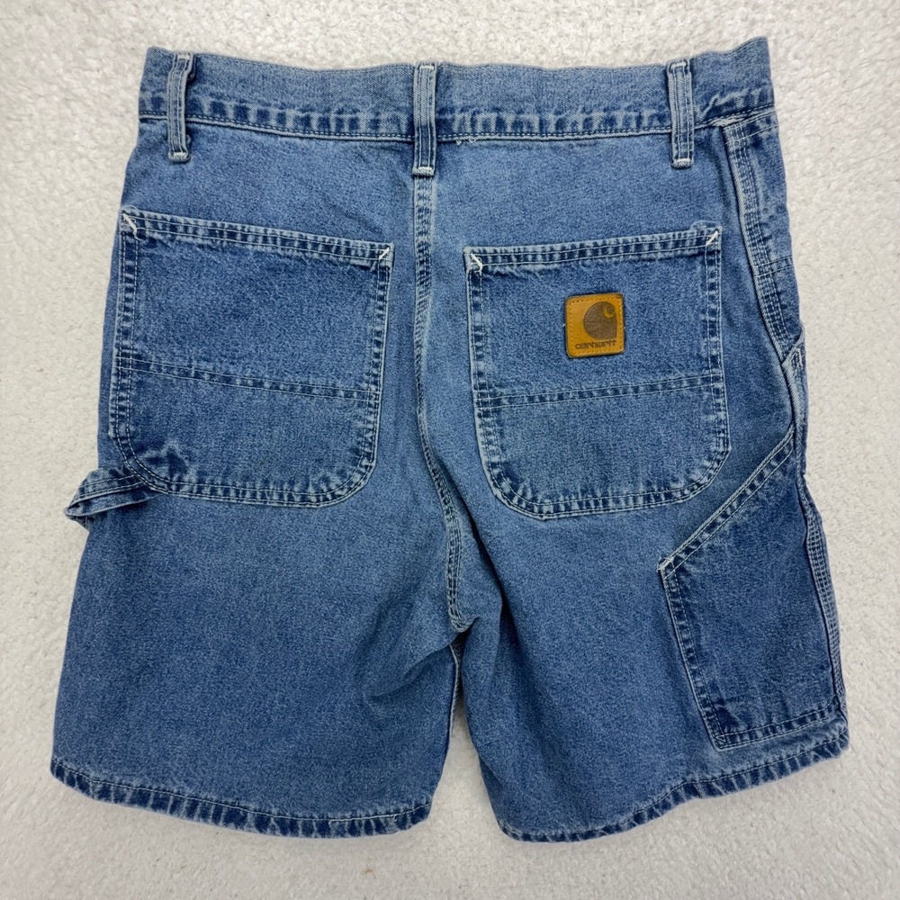 Carhartt B28DST Mens Blue Denim Carpenter Work Shorts Size 31 Made in USA